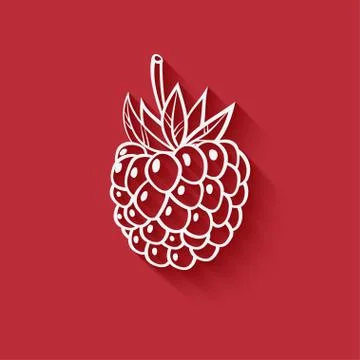 Raspberry on red background Illustrazione stock
