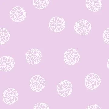 Raspberry ripe delicious fruit line seamless pattern Stock Illustration