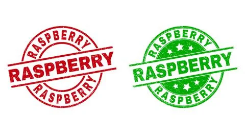 RASPBERRY Round Stamp Seals with Distress Texture Illustrazione stock
