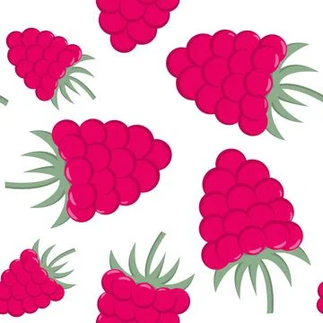 Raspberry seamless pattern. Background with bright garden berries. Illustrazione stock