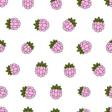 Raspberry seamless pattern. Endless background of raspberries for wrapping Stock Illustration