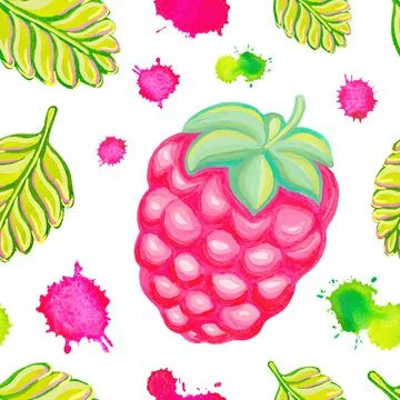 Raspberry seamless pattern Illustrazione stock