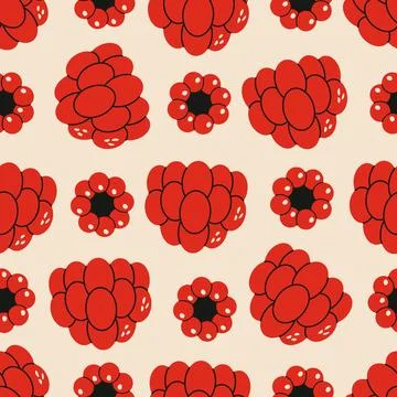Raspberry seamless pattern. Print with raspberries fruits, ripe whole Stock Illustration