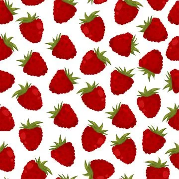 Raspberry seamless pattern, whole berries Stock Illustration