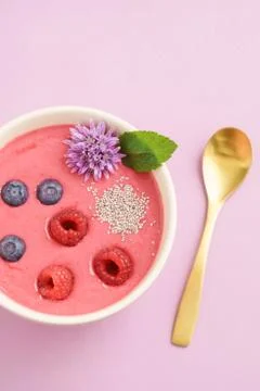 Raspberry smoothie bowl Stock Photos