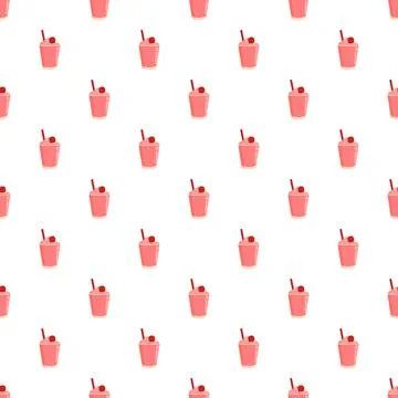 Raspberry smoothie drink pattern on white background Illustrazione stock