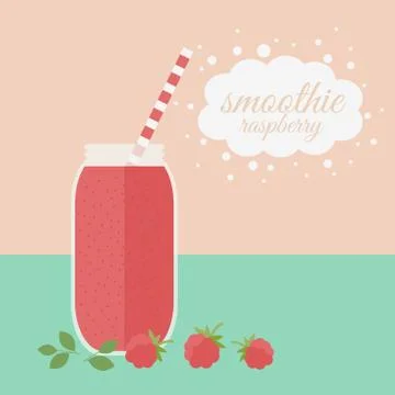 Raspberry smoothie in jar on a table Stock Illustration