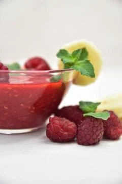 Raspberry smoothies, art soft focus 스톡 사진