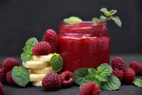 Raspberry smoothies, art soft focus Stock Photos