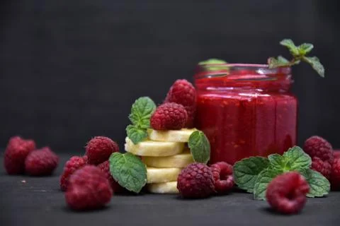 Raspberry smoothies, art soft focus Stock Photos