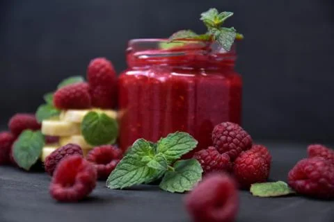 Raspberry smoothies, art soft focus Stock Photos
