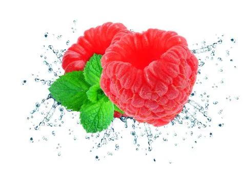 Raspberry splash water Stock Photos
