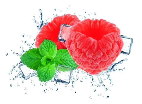 Raspberry splash water Stock Photos