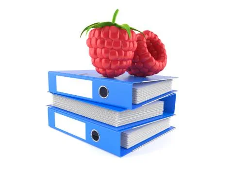 Raspberry with stack of ring binders Stock Illustration
