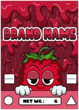 Raspberry Strain Cartoon with Slime Background. Stock Illustration