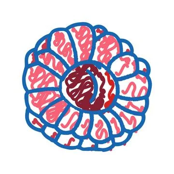 Raspberry summer juicy icon doodle illustration Stock Illustration