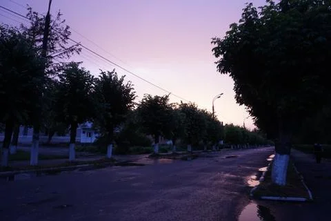 Raspberry sunset on the road Stock Photos