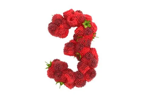 Raspberry symbol 3 on white background Stock Illustration