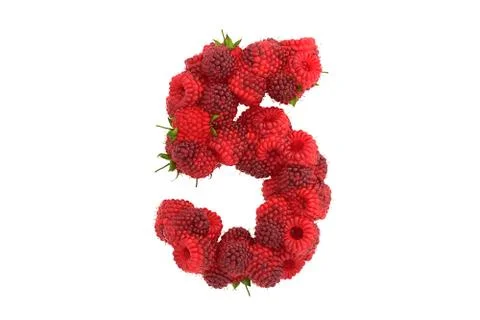 Raspberry symbol 5 on white background Illustrazione stock