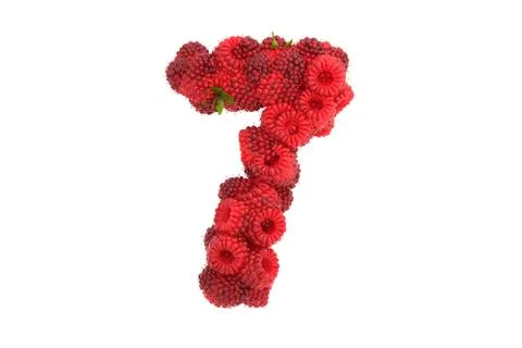 Raspberry symbol 7 on white background Ilustración de archivo