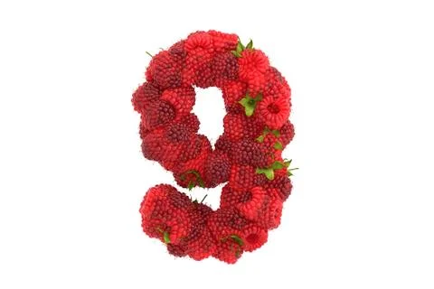 Raspberry symbol 9 on white background Stock Illustration