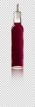 Raspberry Syrup bottle cutout background with reflection. Stock Photos