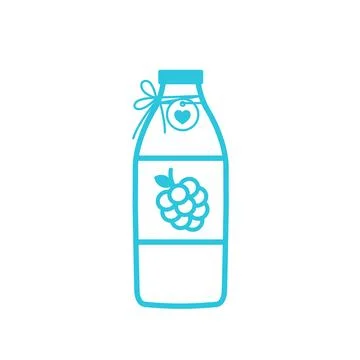 Raspberry syrup in bottle. Isolated on white background. From blue icon set. Illustrazione stock