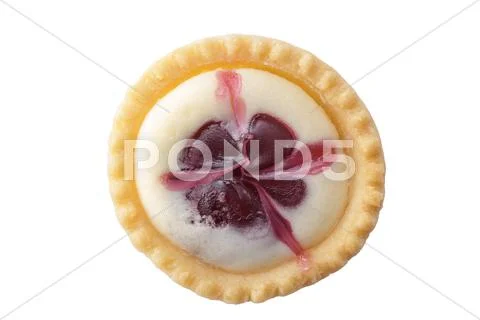 Raspberry tart isolated on white background. Stock Photos