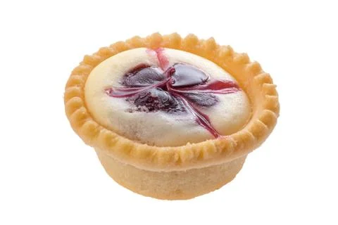 Raspberry tart isolated on white background. Stock Photos