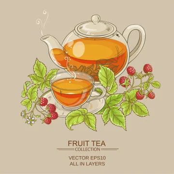 Raspberry tea illustration Illustrazione stock