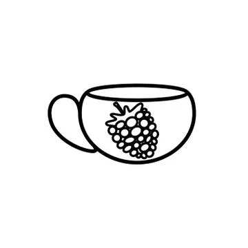 Raspberry tea line icon isolated on a white background Stock Illustration