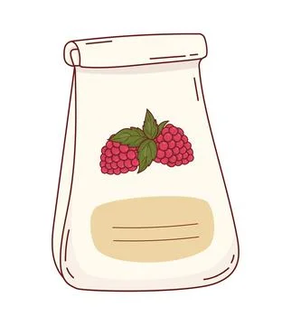 Raspberry Tea Paper Packaging. Harvest Eco Dry Berry Ingredient, Organic Fr.. Stock Illustration