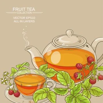 Raspberry  tea vector background Stock Illustration
