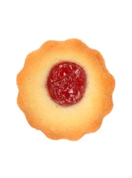 Raspberry thumbprint christmas cookie Stock Photos