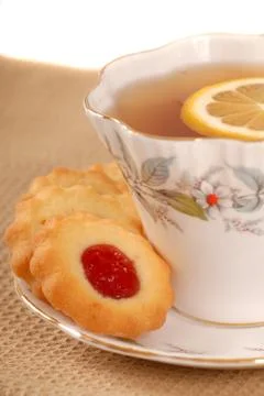 Raspberry thumbprint cookies Stock Photos