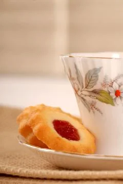 Raspberry thumbprint cookies Stock Photos