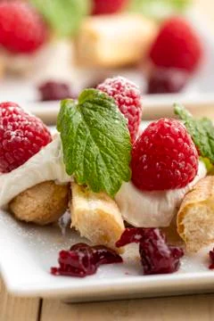 Raspberry tiramisu Stock Photos