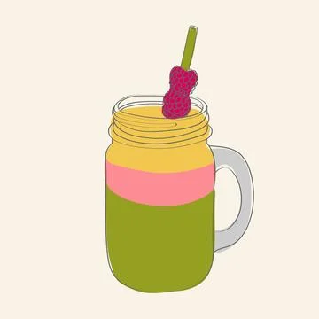 Raspberry on top of a glass jar Stock Illustration