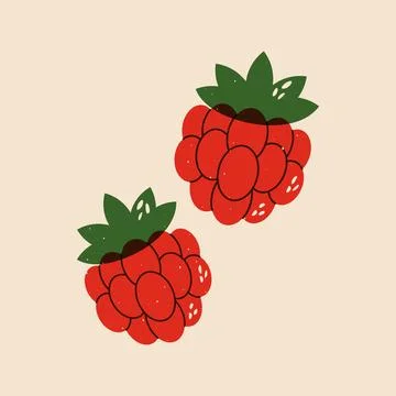 Raspberry vintage print effect. Abstract berry fruit risograph style Stock Illustration