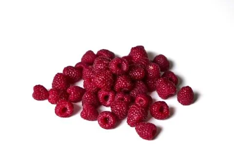 Raspberry on a white background, close-up red Stock Photos