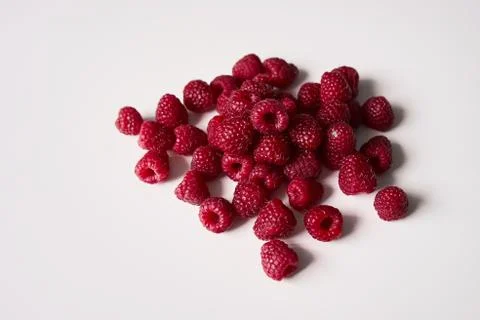 Raspberry on a white background, close-up red Foto stock