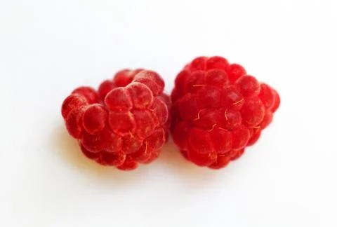 Raspberry on white background macro Stock Photos