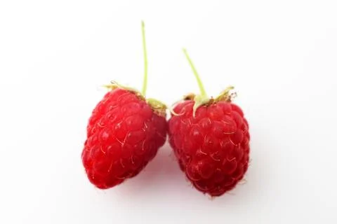 Raspberry on white background macro Stock Photos