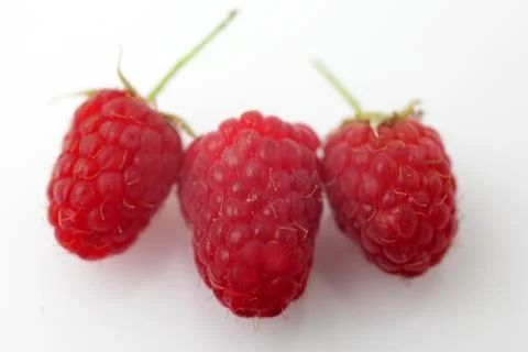 Raspberry on white background macro Foto stock