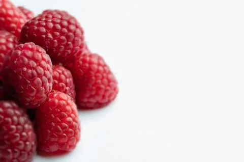 Raspberry - White Background with right side negative space Foto stock