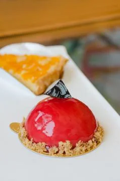 Raspberry yogurt mousse Foto stock