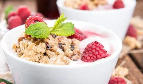 Raspberry yogurt Stock Photos