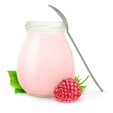 Raspberry yogurt Stock Photos
