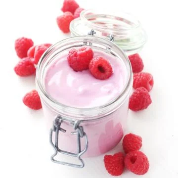 Raspberry Yogurt Stock Photos