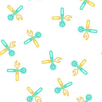 Rasper and hole punch for eyelets and buttons vector seamless pattern Stock Illustration